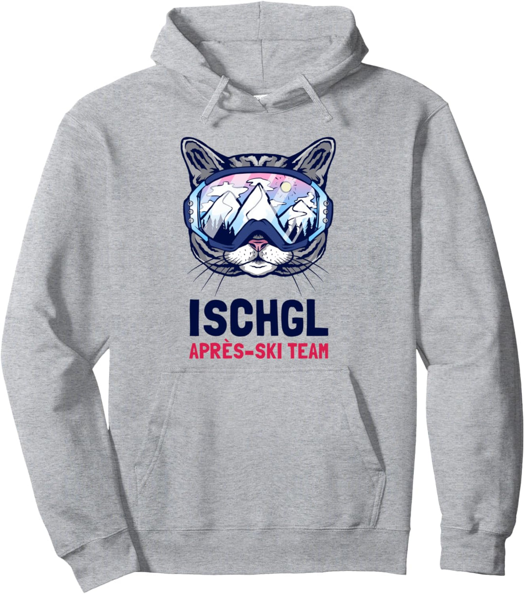 Ischgl Alpen Bergpanorama Skibrille Katzen Pullover Hoodie