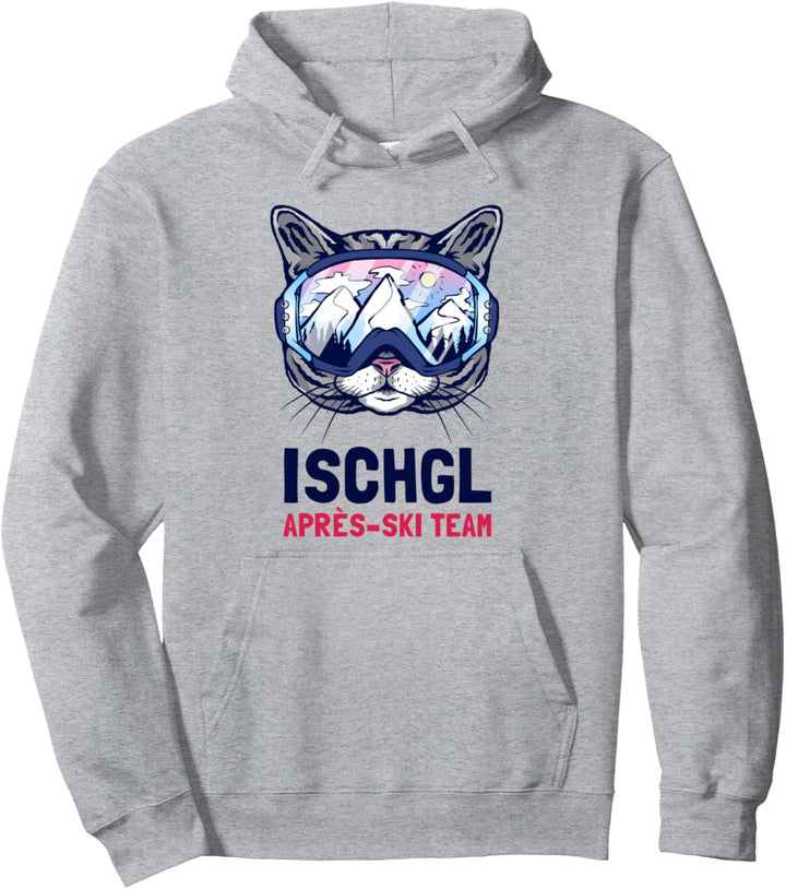 Ischgl Alpen Bergpanorama Skibrille Katzen Pullover Hoodie