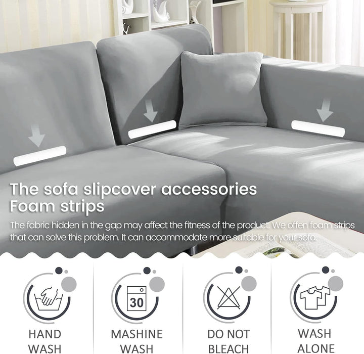 ele ELEOPTION Sofa Überwürfe elastische Stretch Sofa Bezug 2er Set 3 Sitzer für L Form Sofa inkl. 2