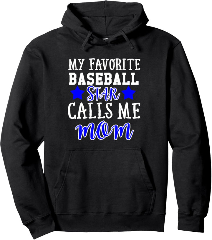 Baseball-Bekleidung Design Baseball Star Calls Me Mom! Pullover Hoodie