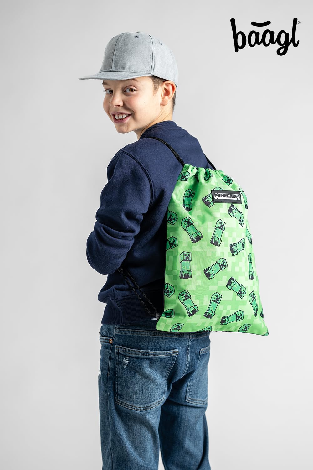 Baagl Minecraft Federmäppchen und Turnbeutel Set 2 Teilig für Jungen und Mädchen, Schule Mäppchen, G