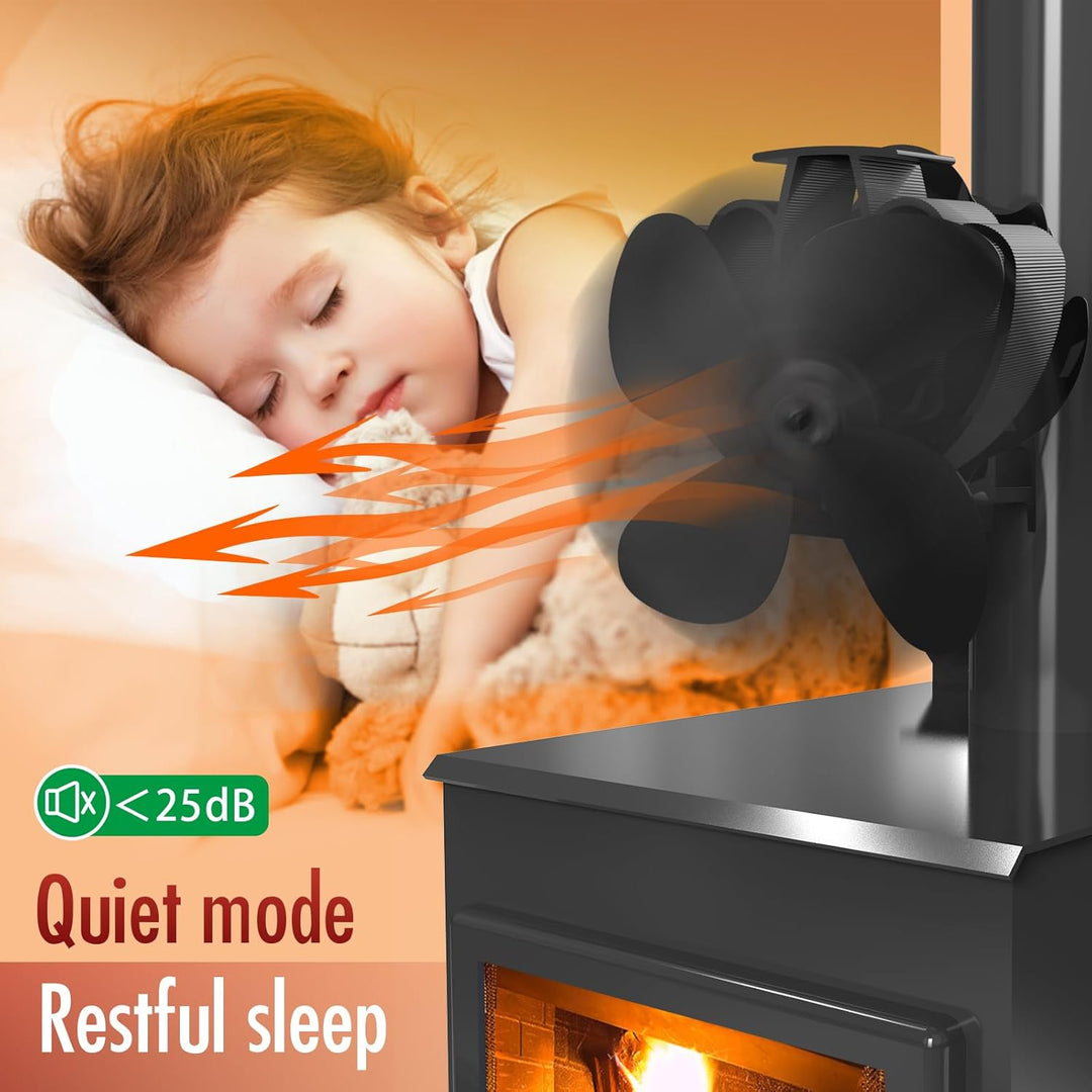 Kaminventilator für Kamin Holzöfen Öfen, 4 Flügel Magnetisch Ofenventilator für, Magnetisch