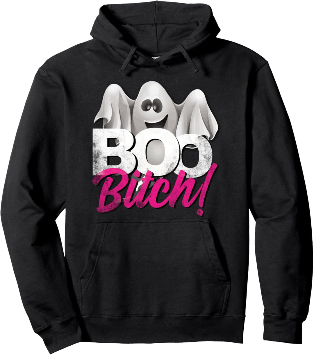 Boo Bitch Halloween humor distressed style Pullover Hoodie