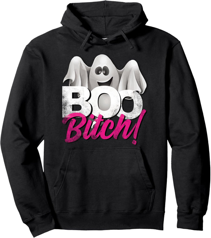 Boo Bitch Halloween humor distressed style Pullover Hoodie