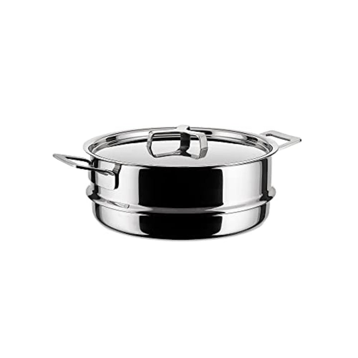 Alessi "POTS & PANS" Durchschlagartiger Einsatz zum Dünsten aus Edelstahl, 6.5 x 30.5 x 24 cm Silber