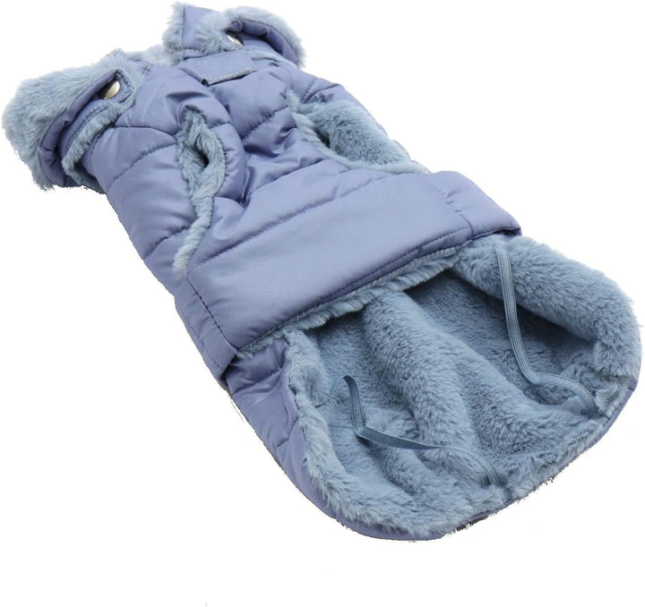 Fashion Dog Hunde-Steppmantel mit Kunstpelz-Futter - Azzurro - 33 cm, 33 cm