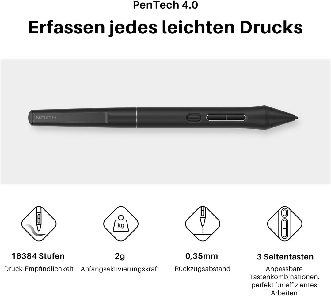 HUION Kamvas 13 (Gen 3) Grafiktablett mit Display, 13,3-Zoll-Zeichenmonitor aus Canvas-Glas, 99% sRG