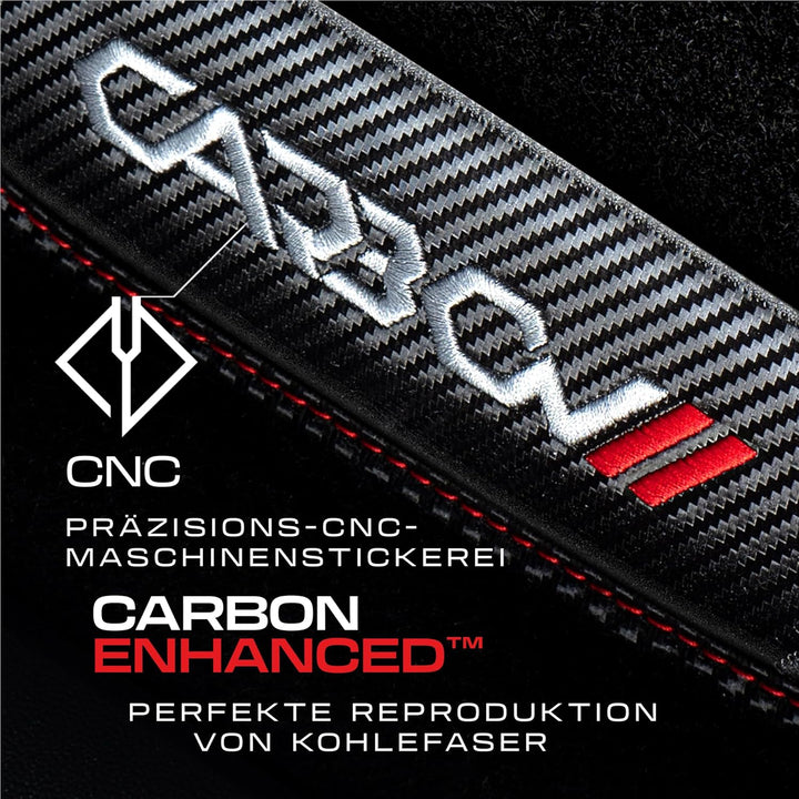 MOTOS Personalisierte Velours-Fussmatten Carbon Series passend für Skoda Superb II 2008-2015 4 Steck