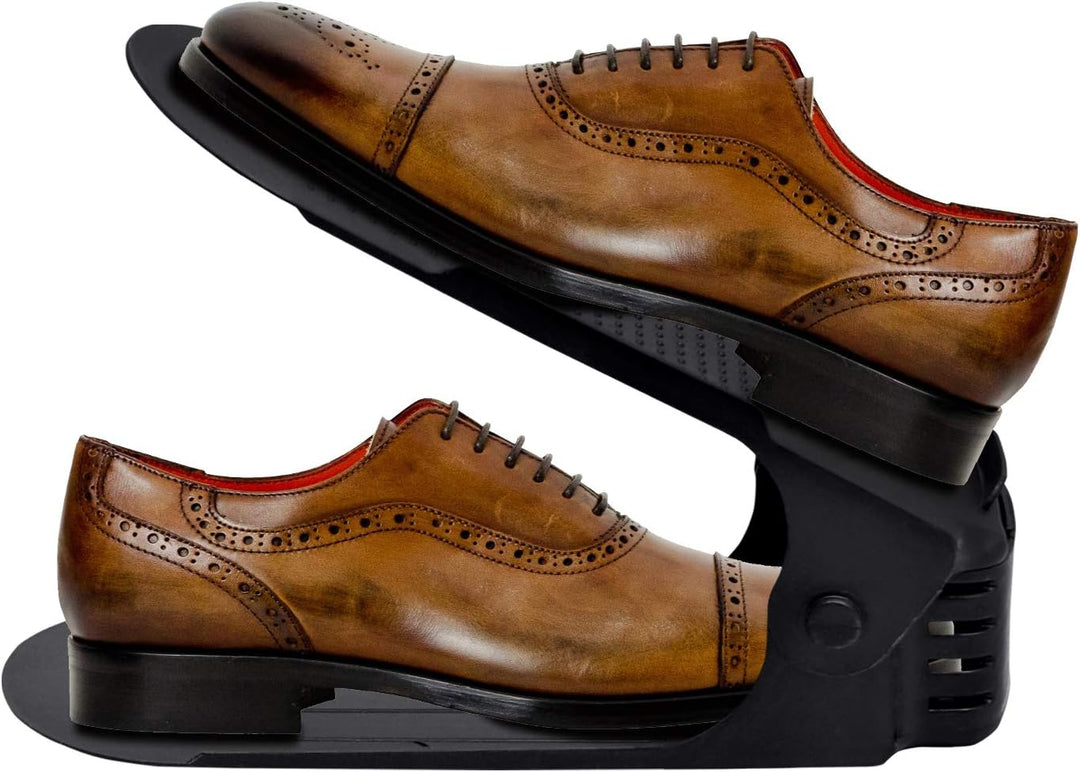 30 Stück Einstellbare Schuhregale,PP Doppelschicht Schuhe Organizer,rutschfest Schuhstapler,3 Höhenv