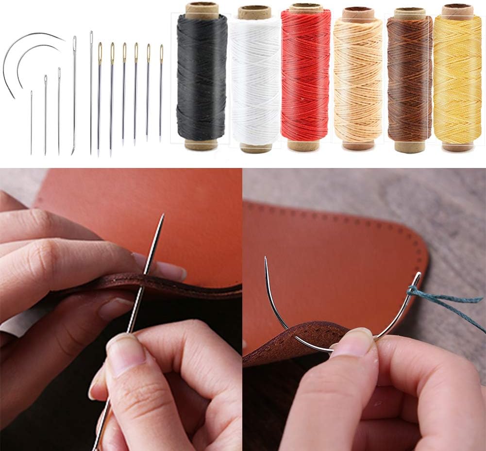 Leder Werkzeug Set, Leder DIY Werkzeug Leder Starter Set mit Anleitung, Leder Handwerk Werkzeug Set