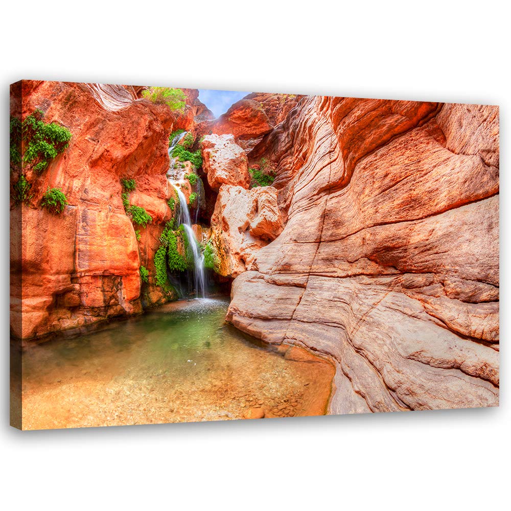 Feeby Wanddeko Natur Leinwandbild Kunstdruck Landschaft Orange 90x60 cm