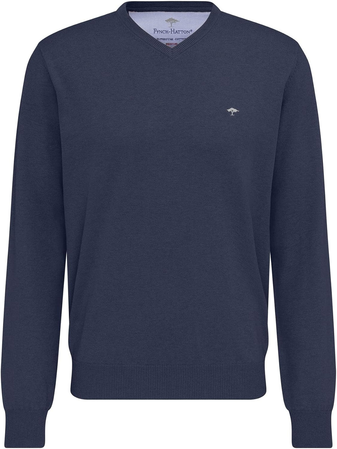 FYNCH-HATTON Fein gestrickter V-Neck Baumwollpullover S Azure, S Azure