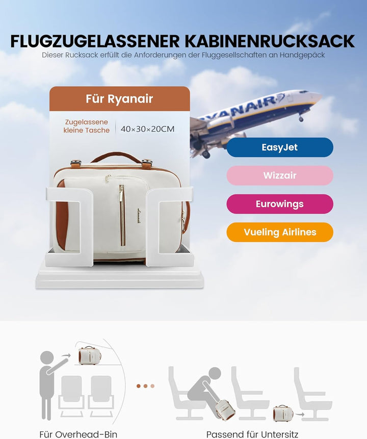LOVEVOOK Handgepäck Rucksack 40x30x20 Ryanair, Klein Handgepäck Tasche Reiserucksack Flugzeug, Carry
