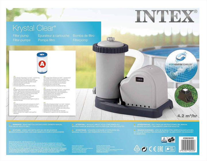 Intex 28636GS Krystal Clear Cartridge Filter Pump - Pool Kartuschenfilteranlage - 1500 L/H Single