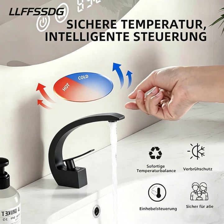 Waschtischarmatur Schwarz Wasserhahn Bad Messing Einhebelmischer 360° schwenkbar Armatur Badezimmer