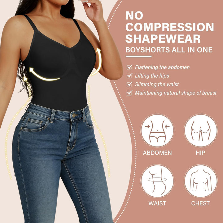 SHEKINI Shapewear Damen Body Shaper Bodysuit Nahtlos V-Ausschnitt Formende Bodys Bauchweg Ganzkörper