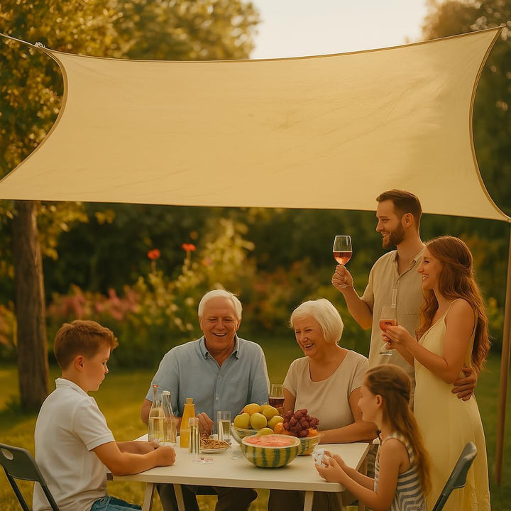 10T Patterson quadratisches Tarp 5x5 m Sonnensegel wetterbeständig atmungsaktiv 90 % Verschattung