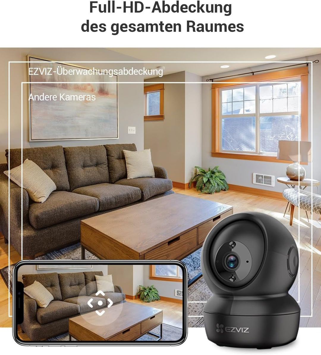 EZVIZ 2MP WLAN IP Kamera, PT Überwachungskamera Innen mit Zwei-Wege-Audio, Bewegungserfolgung, IR Na