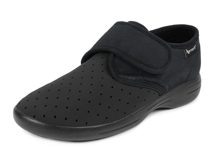 Aerosoft Klett-Halbschuh Stretch 10 Damen Herren Weite G-H Wechselfussbett leicht 36 EU Weit Schwarz