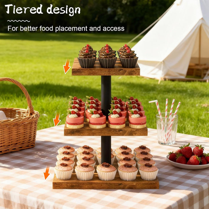 Holz-Cupcake-Ständer, Kuchenständer und Kuchentabletts, Mehrstöckige Gebäcktabletts, Wiederverwendba