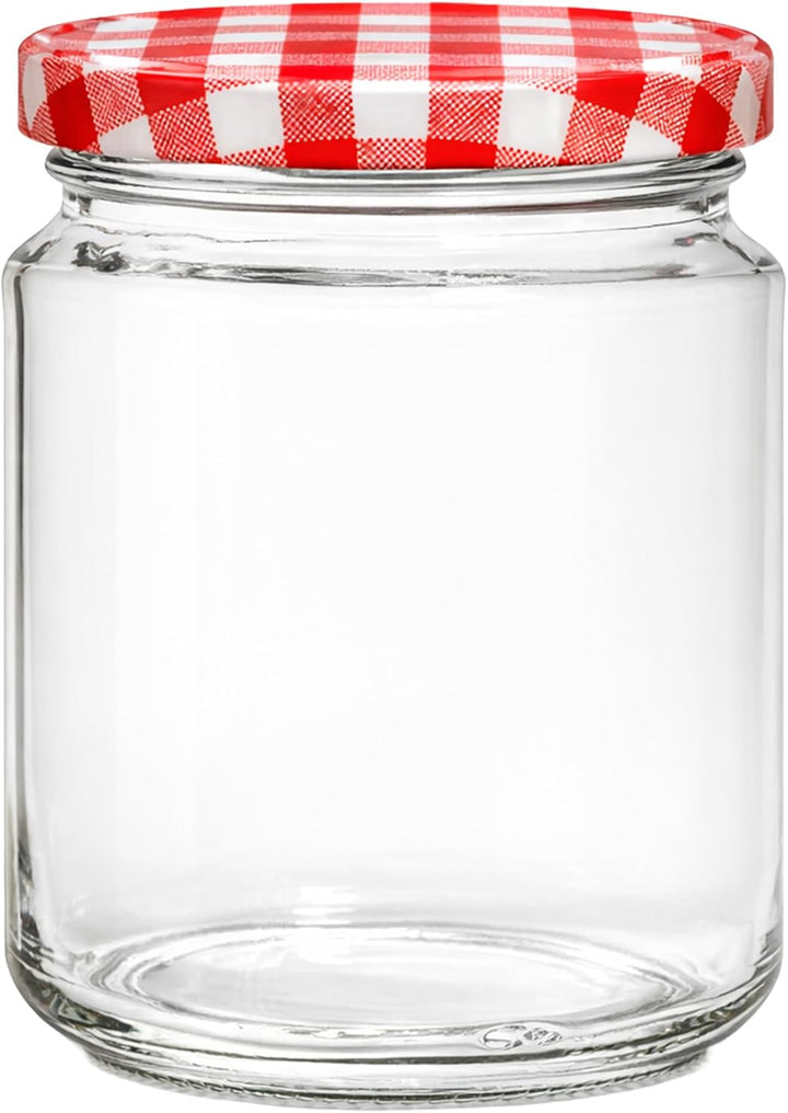 Vitrea 50x Marmeladengläser 275 ml - mit Deckel Rot Kariert TO 66 - Einmachgläser zum befüllen mit S