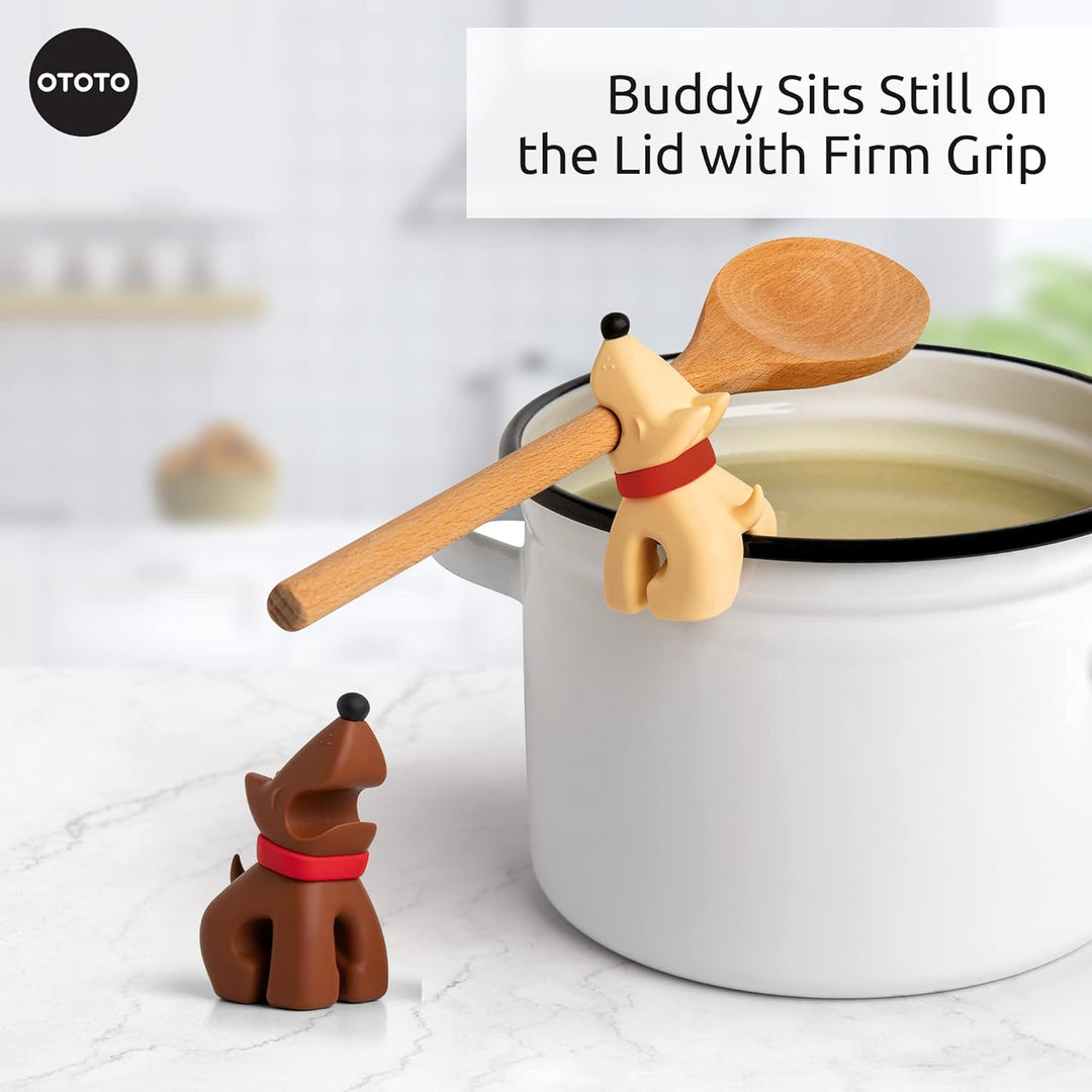 OTOTO Best Buddies Kitchen Spoon Holder, 2 Pack - Cooking Spoon Rest for Kitchen Counter - Spatula,
