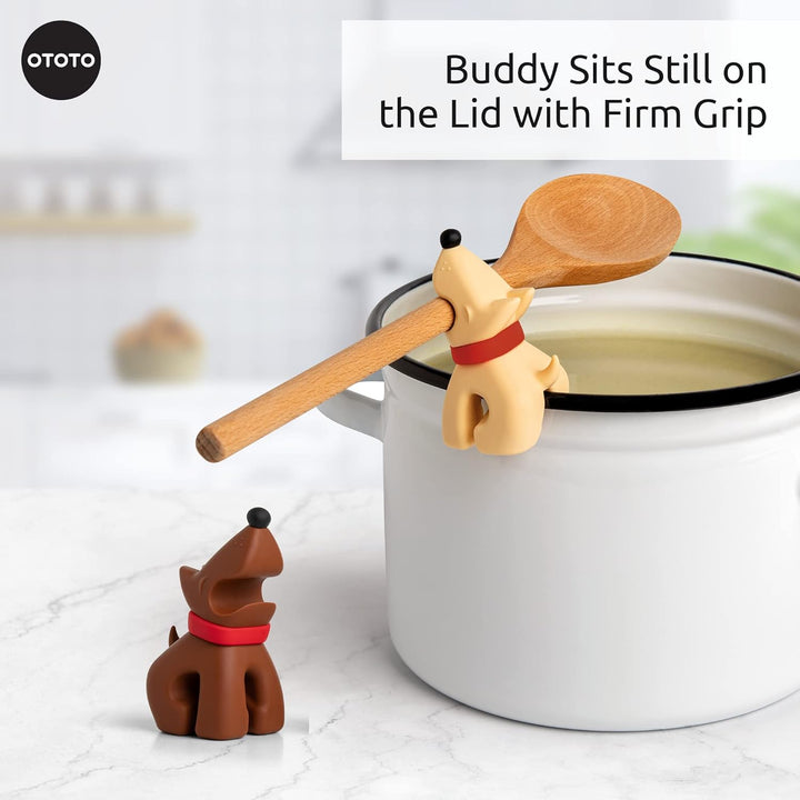 OTOTO Best Buddies Kitchen Spoon Holder, 2 Pack - Cooking Spoon Rest for Kitchen Counter - Spatula,