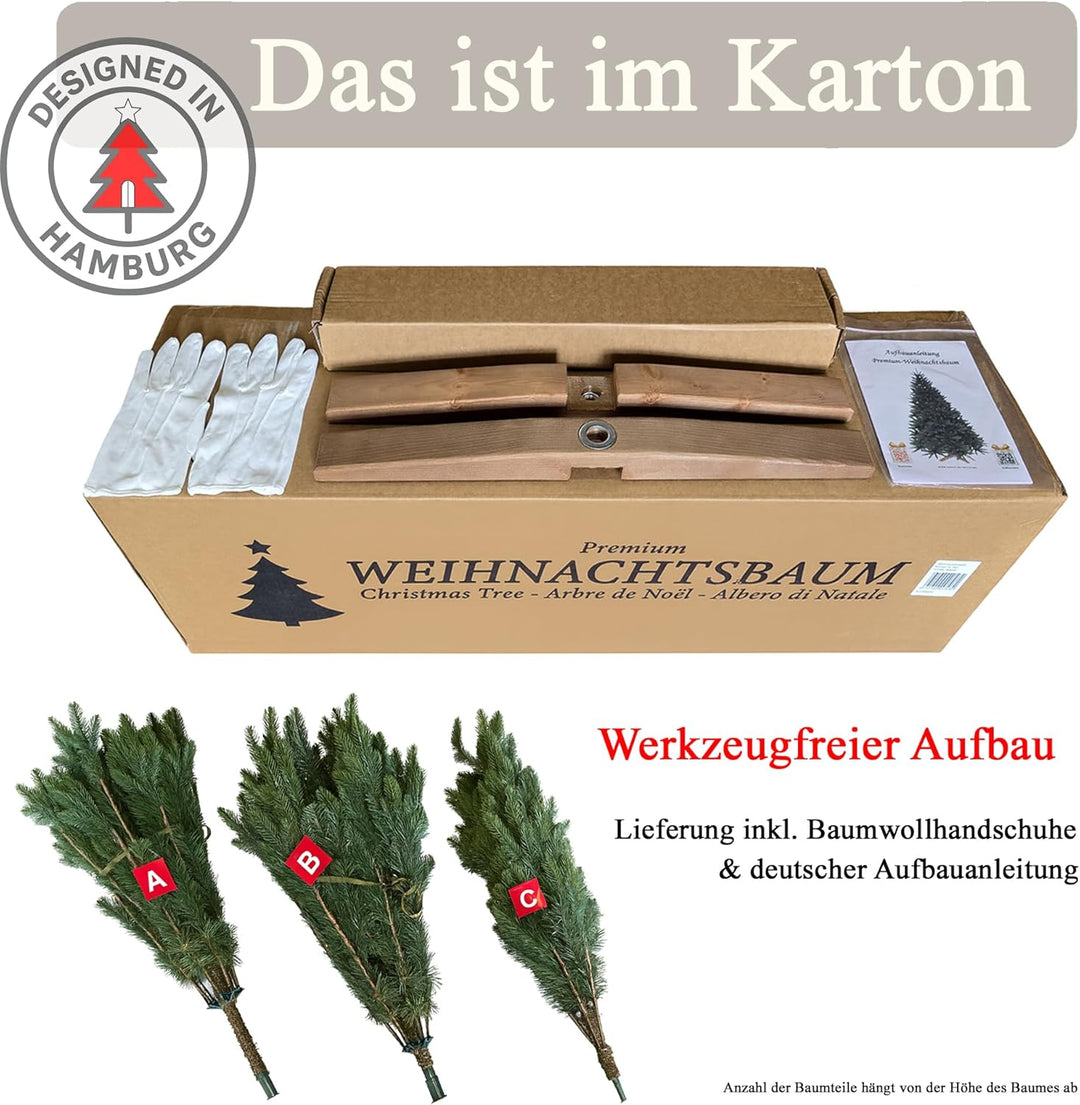 Hochwertiger künstlicher Weihnachtsbaum 180cm mit Holzfuss - Premium Spritzguss Weihnachtsbaum künst
