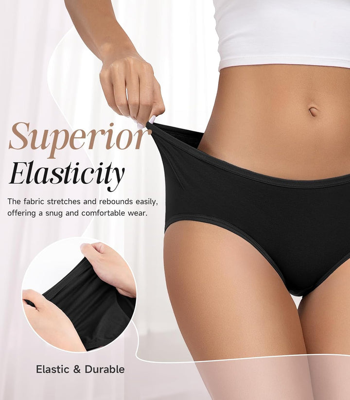 TANSTC Damen Unterhosen Baumwolle 6er-Pack Hipster Slips, Niedrige Taille &amp; Stretch, Atmungsaktiv S