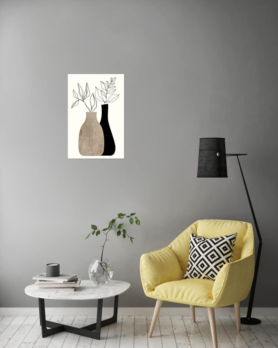 artboxONE Poster 45x30 cm Floral Gris En Gris hochwertiger Design Kunstdruck - Bild vase abstrakt Bl
