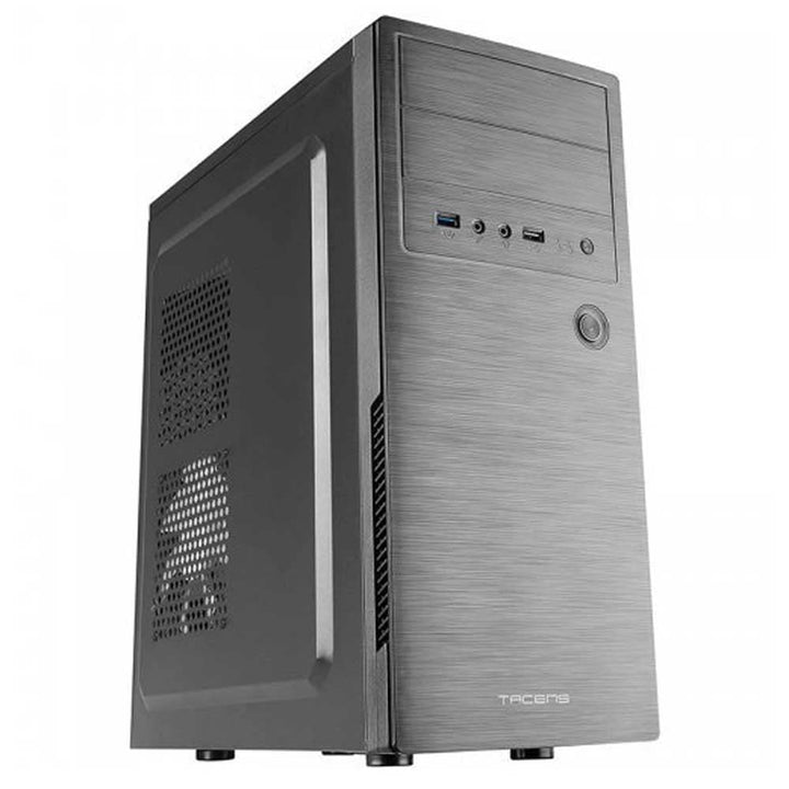 Tacens 2INITIOX, PC-Gehäuse ATX Semi-Tower, 12cm Seitenlüfter, Gebürstete Aluminiumfront, Stahl, Sch
