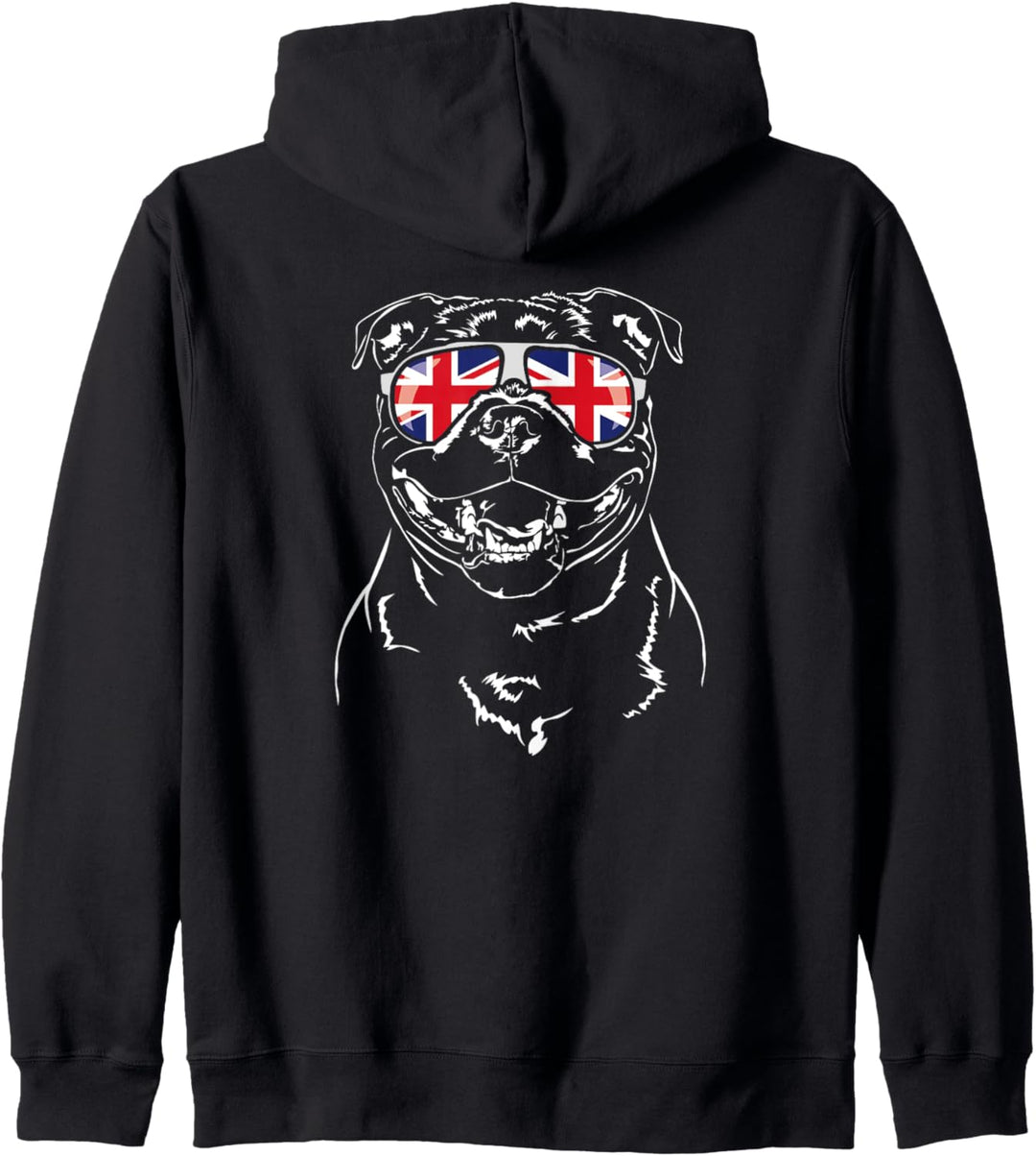 Staffordshire Bullterrier Union Jack Sonnenbrille Hund Hunde Kapuzenjacke