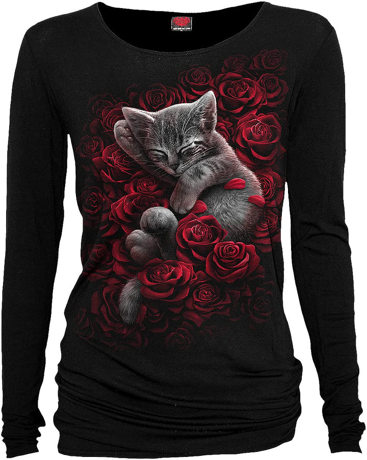 Spiral Bed of Rose Frauen Langarmshirt schwarz Everyday Goth, Gothic, Katzen, Rockwear S Schwarz, S