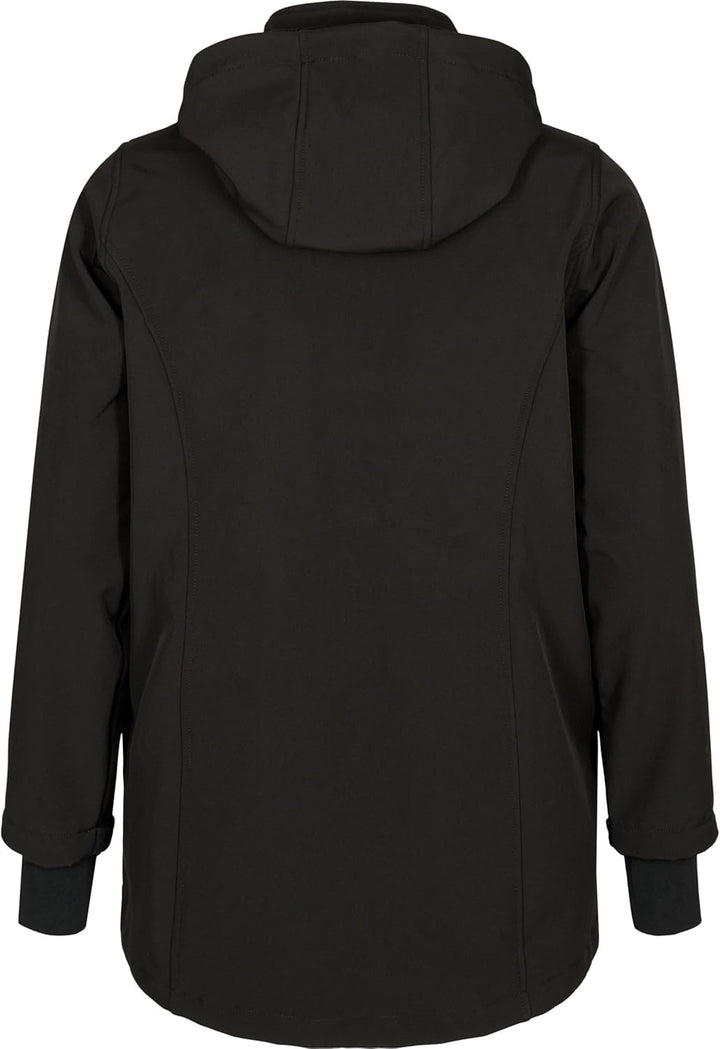 Zizzi Damen Grosse Grössen Softshell Jacke Kurz Kapuze Gr 54-56 Schwarz, 54-56 Schwarz