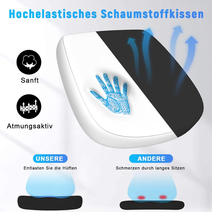 rattantree Bürostuhl, Ergonomischer Schreibtischstuhl mit Lendenwirbelstütze, Verstellbare Armlehnen