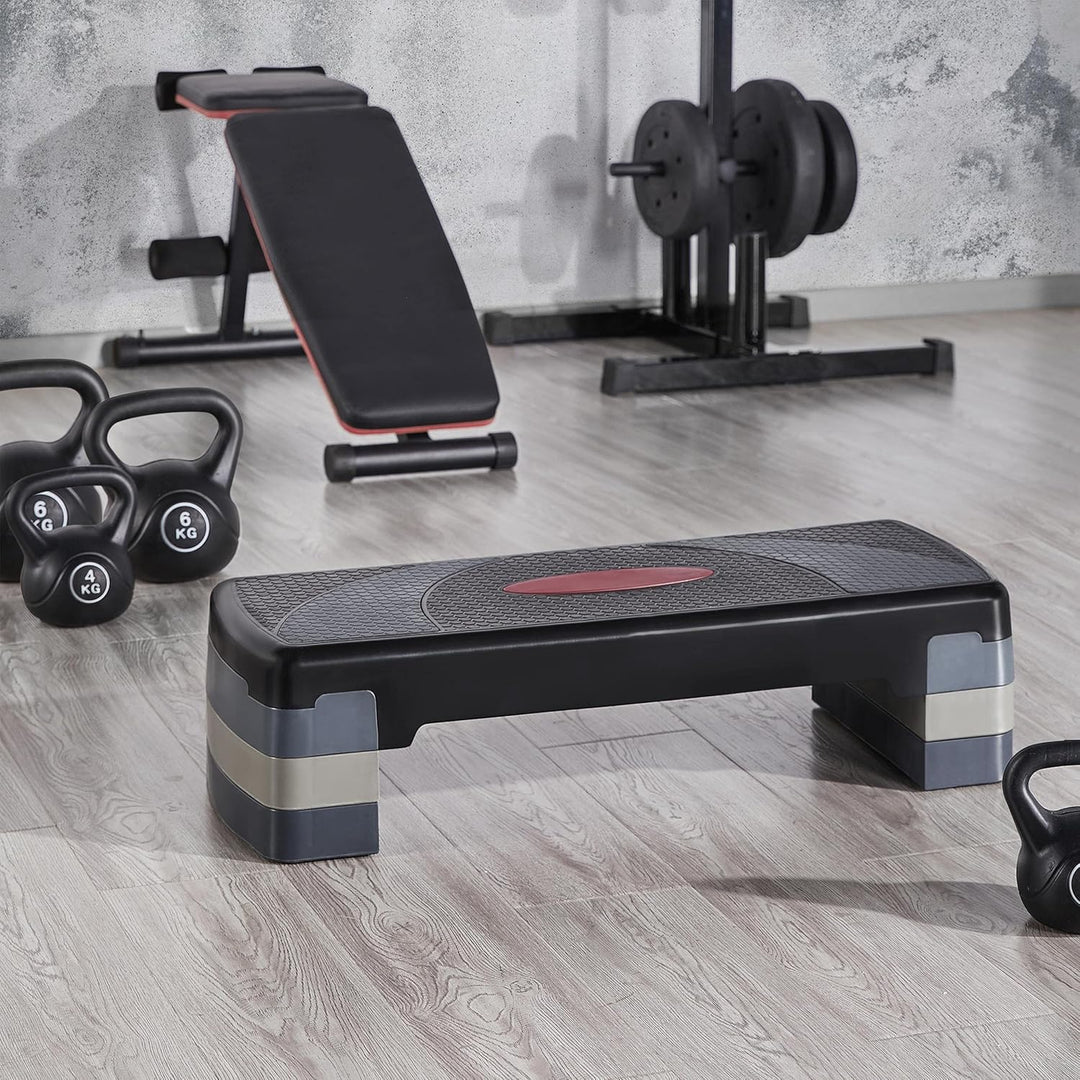 Yaheetech Steppbrett Fitness Aerobic Stepper Höhenverstellbar Step Bench mit 3 Stufen (10/15/20 cm)