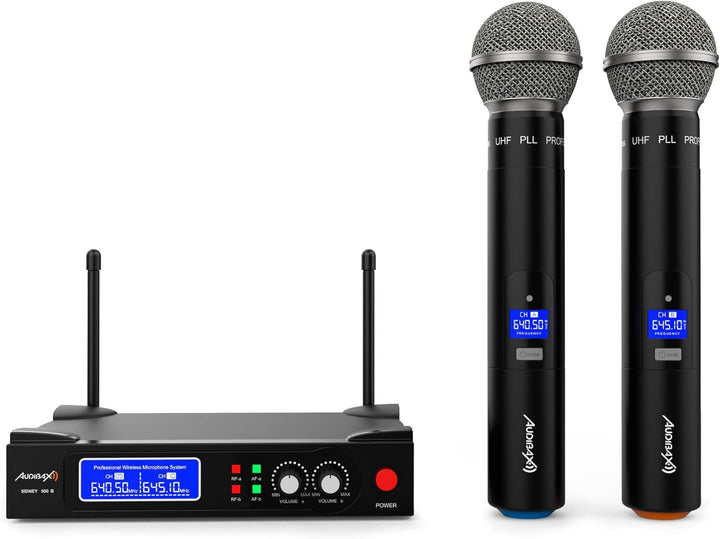 Audibax Sidney 500 B Micrófono Inalámbrico Profesional UHF Doble Mano + Maleta