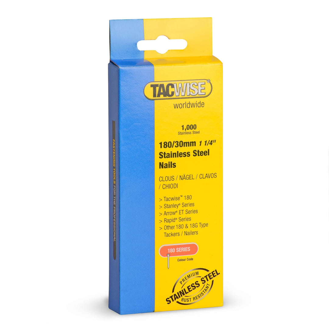 Tacwise 1067 Typ 180 / 30mm Edelstahl 18G Stiftnägel, Packung mit 1000 Stück 30 mm, 30 mm