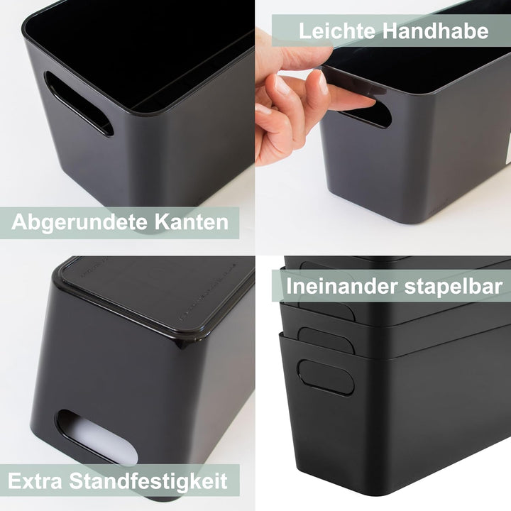 6 x Ordnungsbox - 15 cm hoch - anthrazit - 26 x 35 cm - DINA4-Format - - Ordnungskorb - Regalorganiz