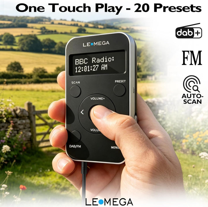 LEMEGA PR1L Taschen-DAB-Radio, FM-Radio, tragbares DAB+-Radio, inkl. Kopfhörer, wiederaufladbare Bat