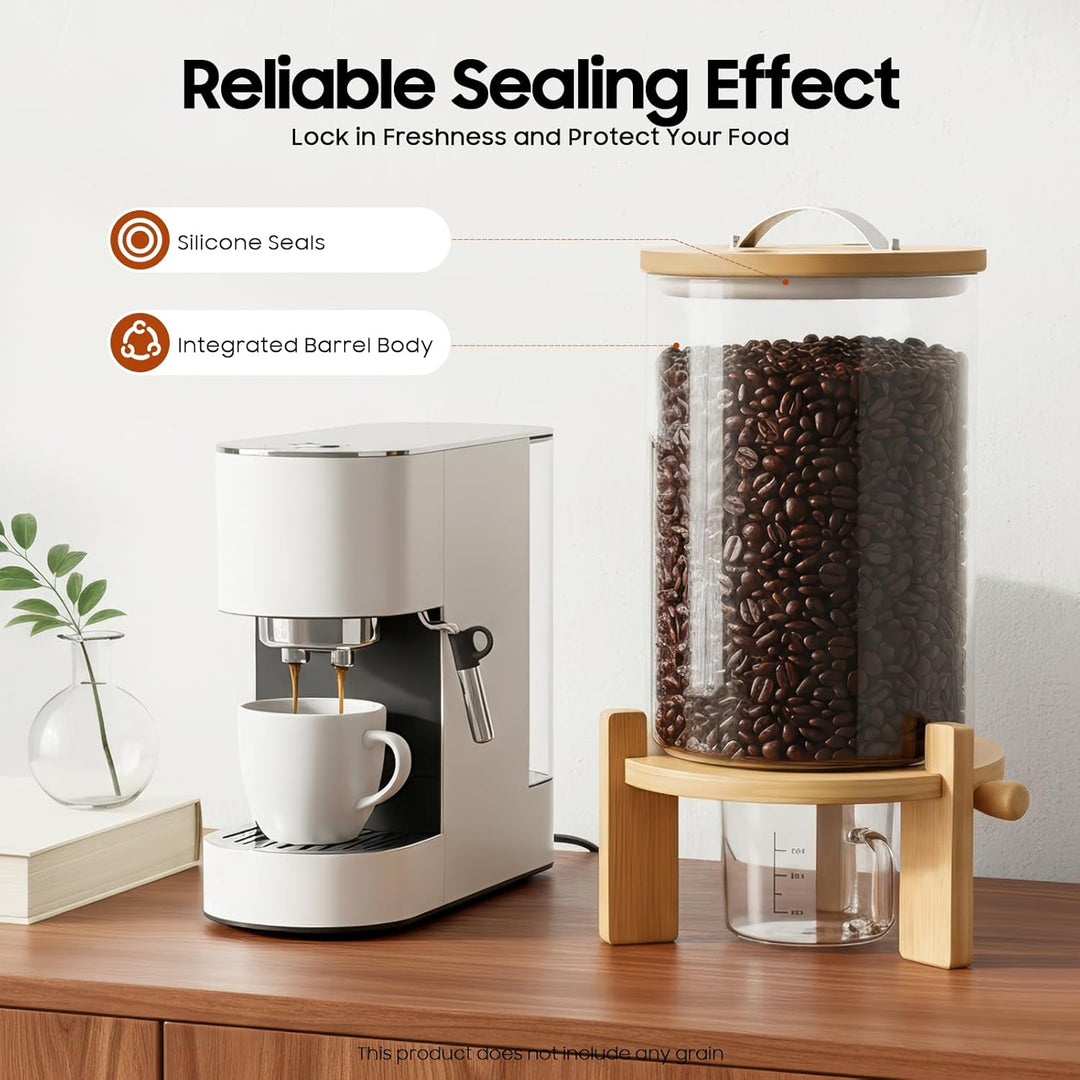 Getreidebehälter - 7.5L Müslispender Getreidespender Reisspender mit Messbecher - Lebensmittelspende