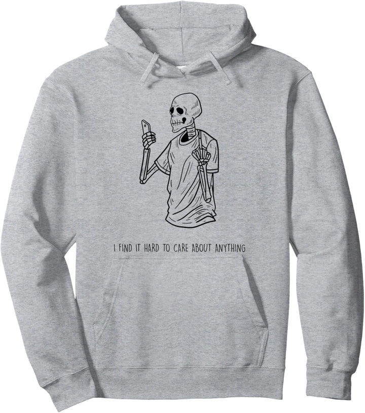 I Find It Hard To Care Vintage Skull Snob Skeleton Goth Gift Pullover Hoodie