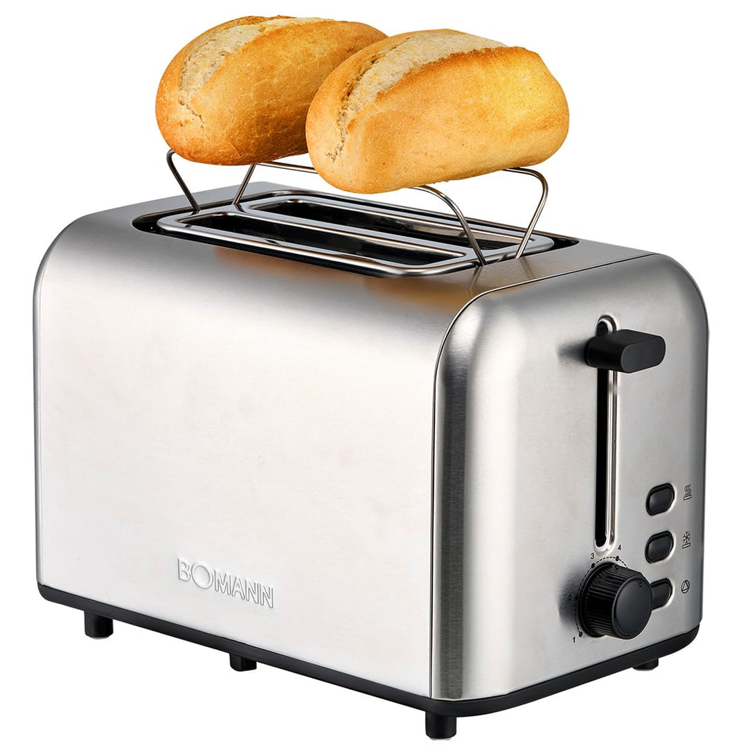 Bomann® Toaster 2 Scheiben | integrierter Brötchenaufsatz | extra breite Toastschlitze | Auftau-/Auf