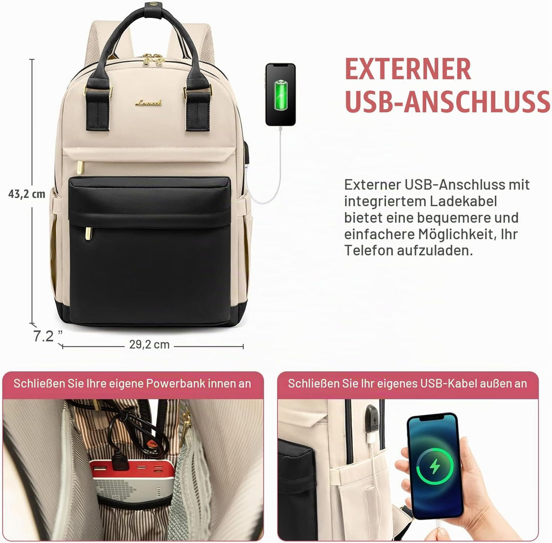 LOVEVOOK 15,6 Zoll Laptop Rucksack Schulrucksack Mädchen Teenager Rucksack Damen mit Laptopfach, Was