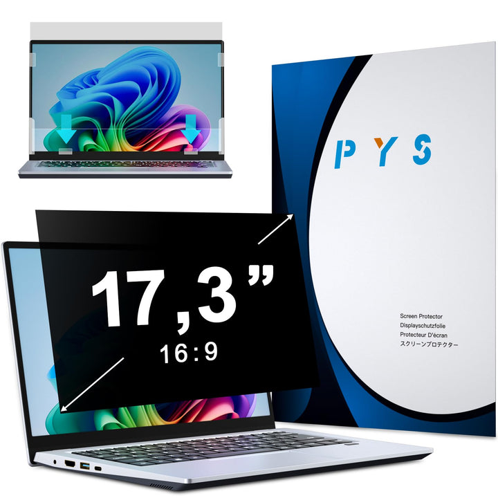 PYS Laptop Blickschutzfolie 17,3 Zoll Anti Spy Blaulicht Blendfrei Sichtschutz Folie 16:9 Abnehmbare