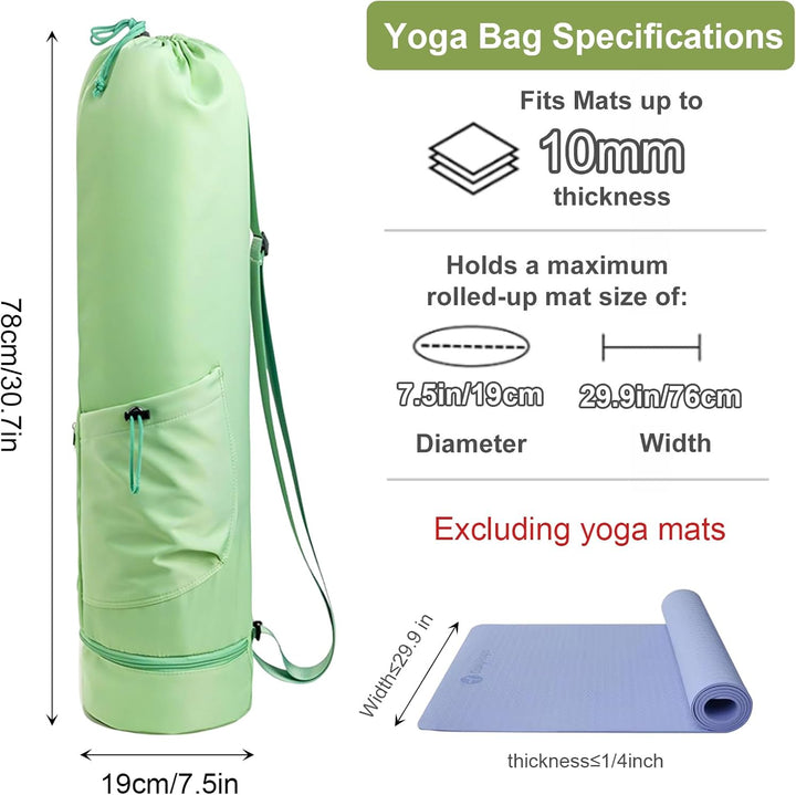 Yogatasche mit Nassfach und Flaschentasche, Sporttasche Damen Verstellbarer Schultergurt Yogamatte T