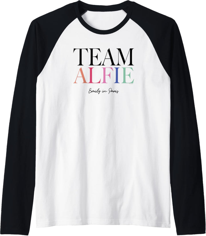 Emily in Paris Team Alfie Rainbow Text Logo Raglan