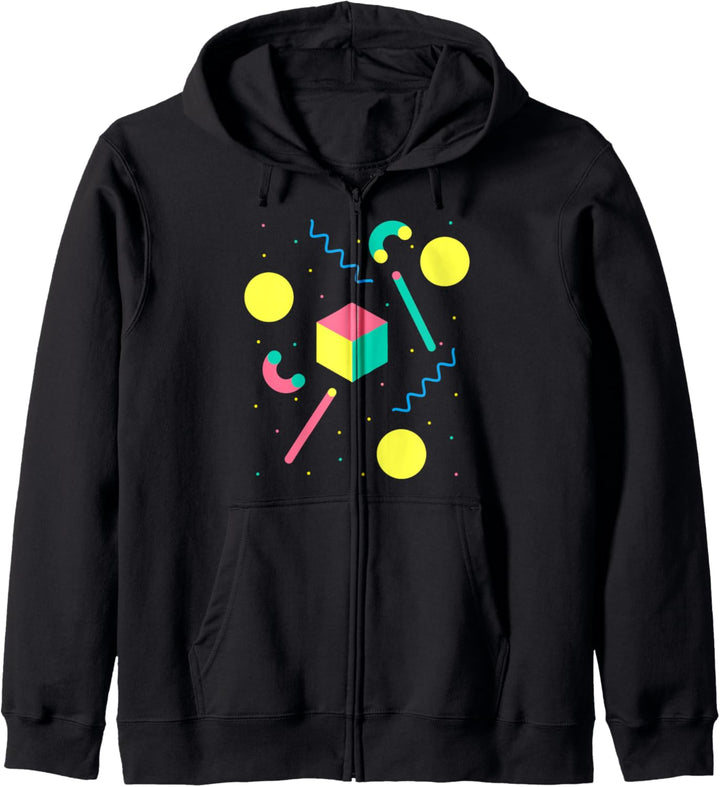 Retro 90er Jahre Vintage Geometrisches Muster Memphis Stil Kapuzenjacke
