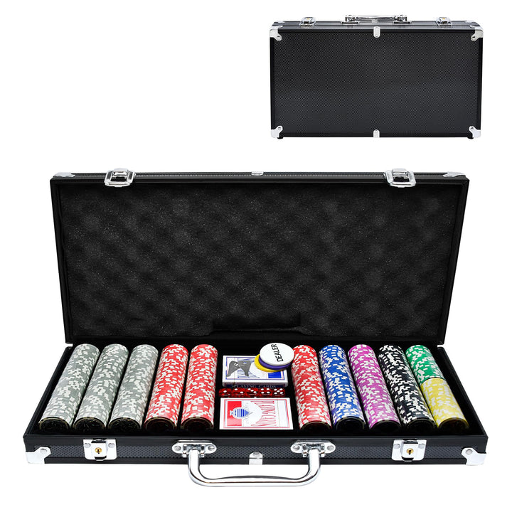 SUBTLETY Pokerkoffer Pokerset mit Aluminium Gehäuse 500 Laser Pokerchips Professionelle Poker Set in