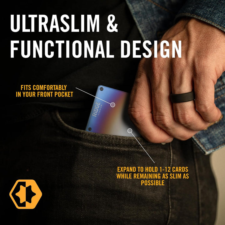 The Ridge Minimalist Slim Wallet for Men – Kreditkartenetui mit RFID-Blockierung auf der Vordertasch
